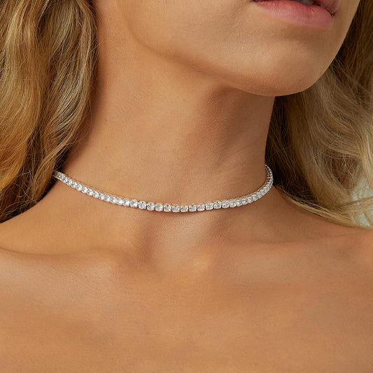 Sara Tennis Necklace For Women S925 Silver Plated 18K - Sunymox Jewelry