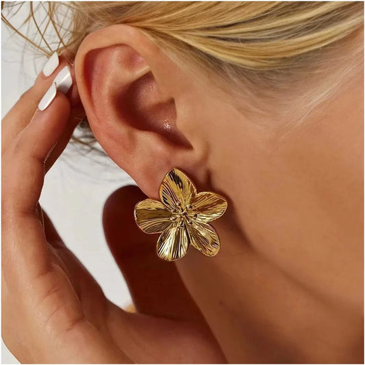 Mona 2PC Women's Fashion Trendy Stainless Steel Flower Earrings Outdoor Travel Carnival Party Festival Dressing Gifts - Sunymox Jewelry